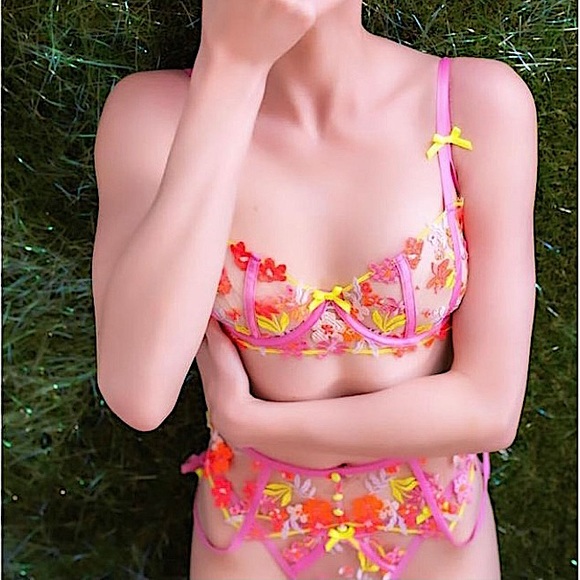 For Love And Lemons Other - 3 PIECE FOR LOVE & LEMONS Summer Tide Bra + Garter + Thong set